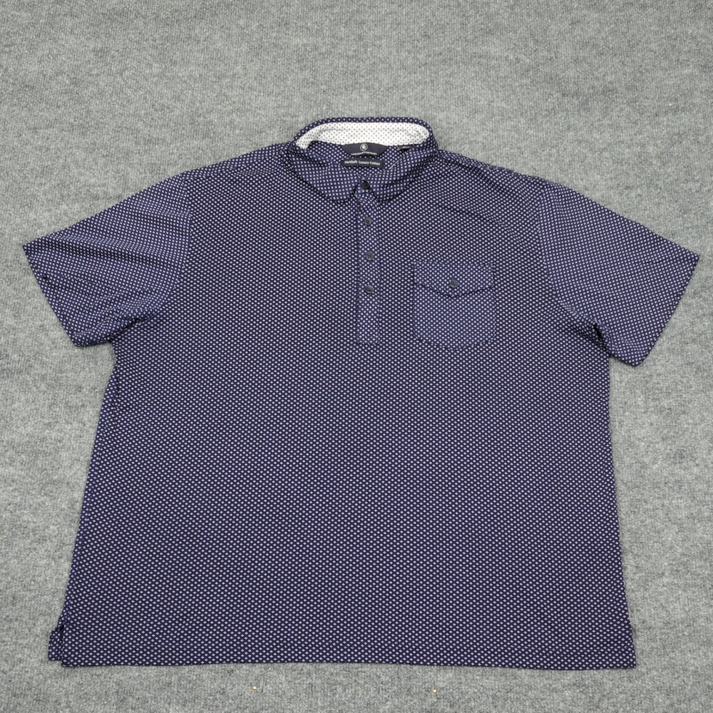 Hart Schaffner Marx Polo Shirt Men XL Navy Blue Geometric HartSoft Cotton Pocket